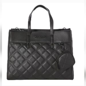 Betsey Johnson xobecca Black Quilted Skull Lining Tote Shoulder Bag